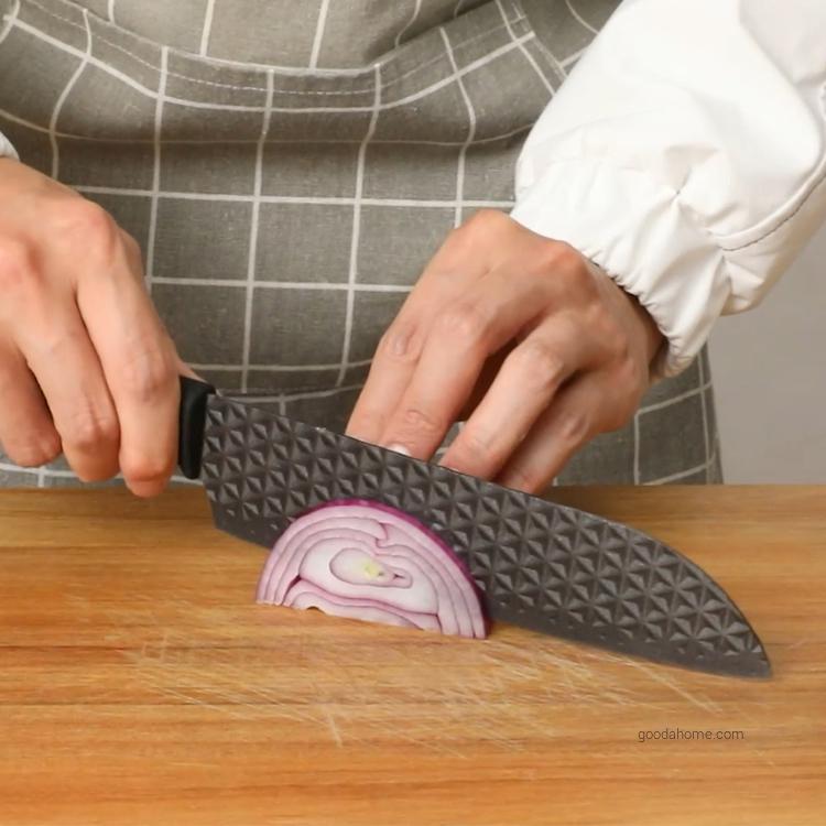 6-teiliges schwarzes beschichtetes Kunststoffgriff-Küchenmesser-Set