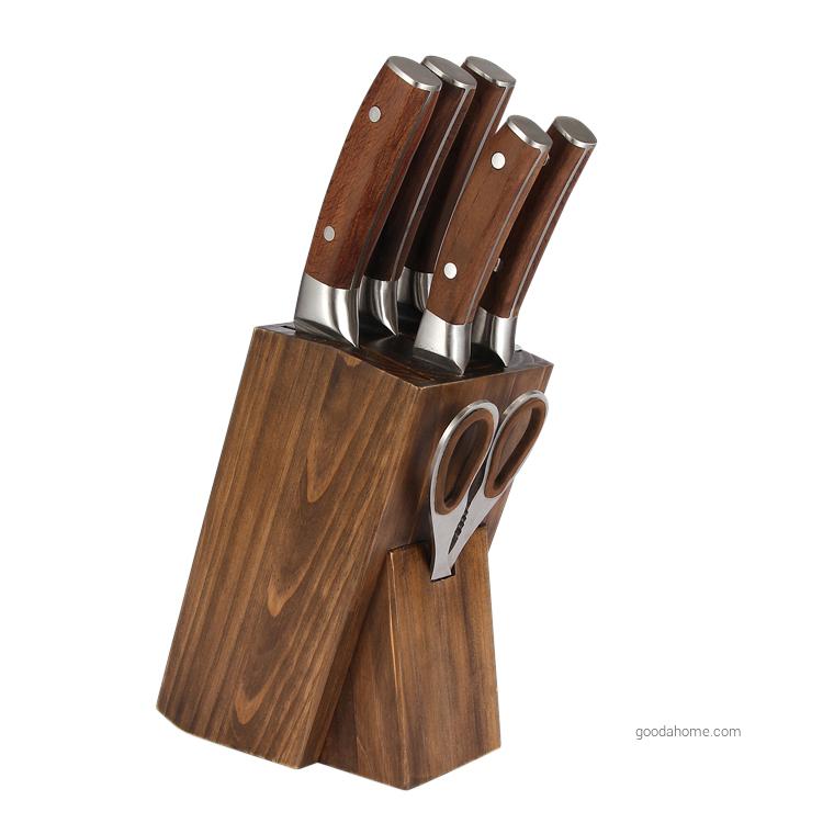 7-teiliges geschmiedetes Küchenmesser-Set mit Holzgriff