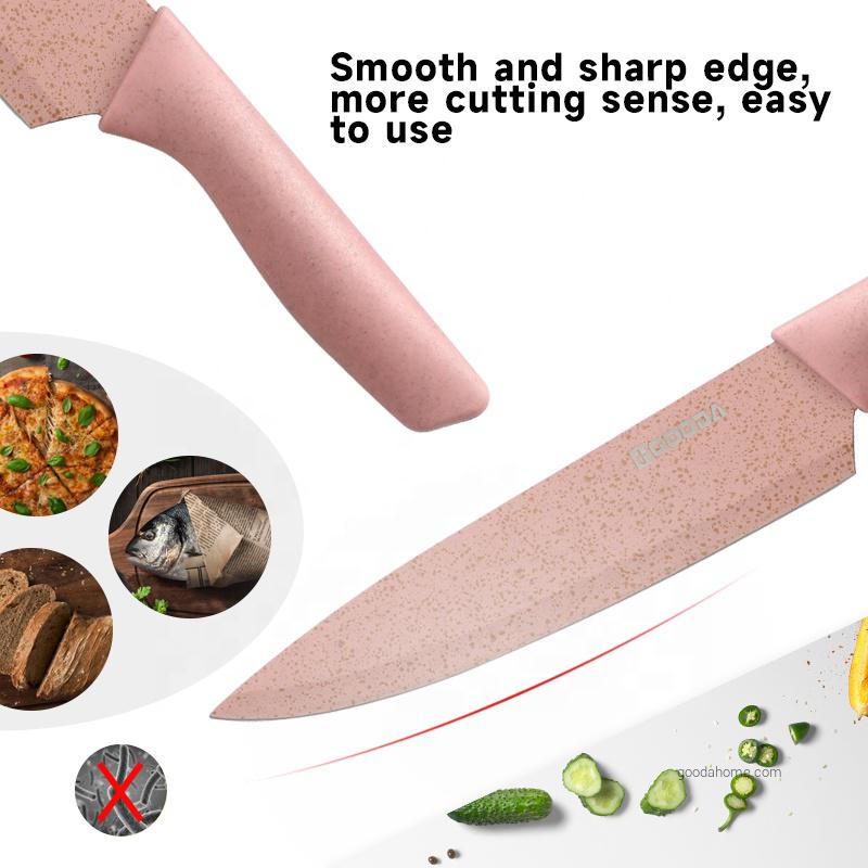 6-teiliges Weizenstroh-Kunststoffgriff-Küchenmesser-Set